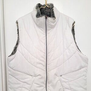 Winter Jacket Sleeveless Women White Plus Size 18 Zipper Irreversible Pockets